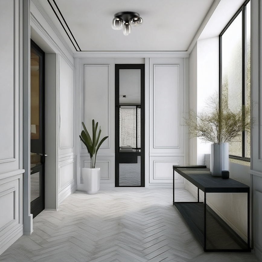 Iluminação de teto LED VASO LED/12W/230V diâmetro 42 cm preto/fumado