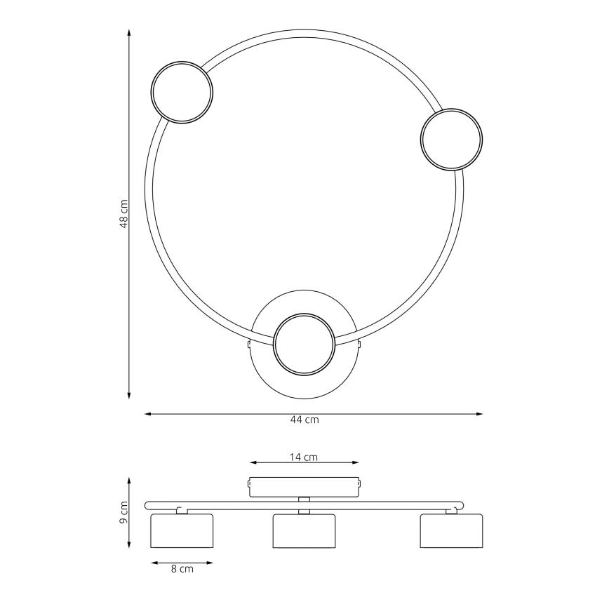 Iluminação de teto LUCIO 3xGX53/12W/230V preto