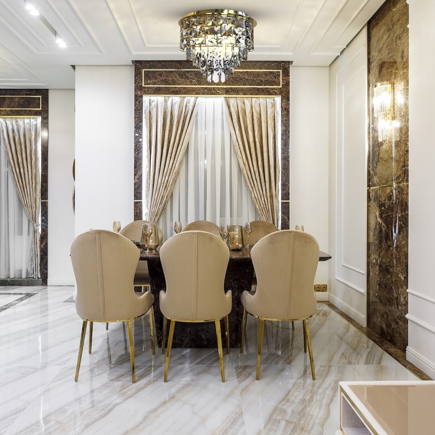 Iluminação de teto LUXURIA 9xE14/40W/230V diâmetro 48 cm dourado