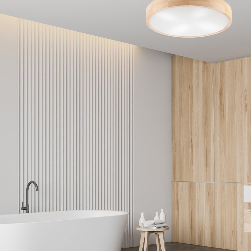 Iluminação de teto NATURAL 4xE27/60W/230V ø 57,5 cm pinho