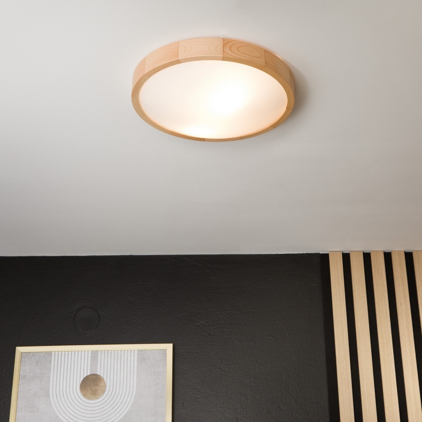 Iluminação de teto NATURAL SLIM 2xE27/60W/230V Ø 37 cm pinho