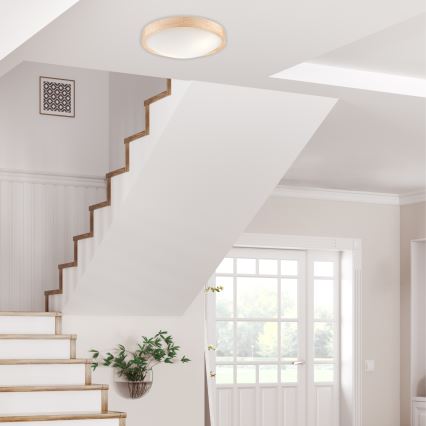 Iluminação de teto NATURAL SLIM 2xE27/60W/230V Ø 37 cm pinho