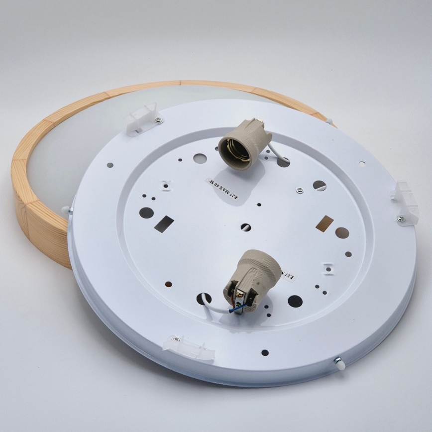 Iluminação de teto NATURAL SLIM 2xE27/60W/230V Ø 37 cm pinho