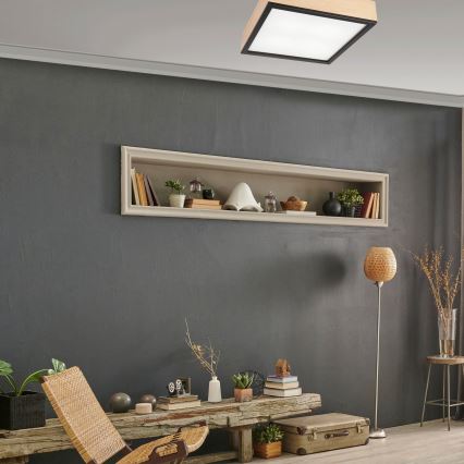 Iluminação de teto NATURAL SQUARE 4xE27/15W/230V 39x39 cm pinho/preto