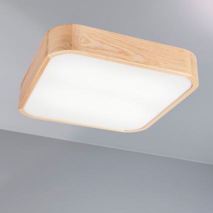 Iluminação de teto NATURAL SQUARE 4xE27/15W/230V 45x45 cm pinho