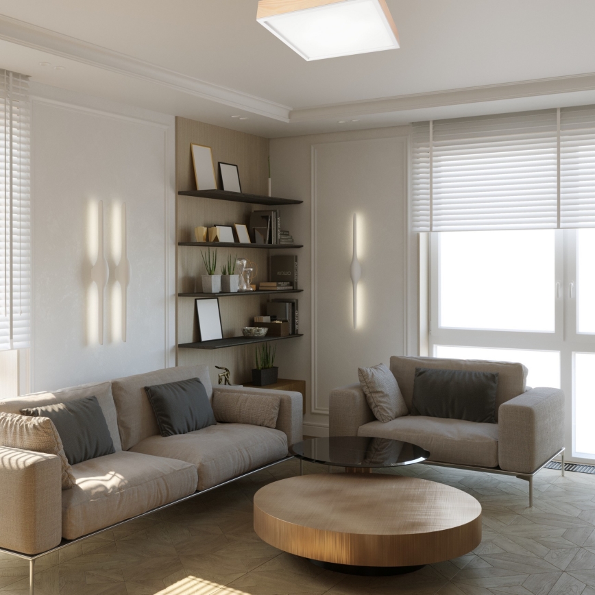 Iluminação de teto NATURAL SQUARE 4xE27/15W/230V 48x48 cm pinho/branco