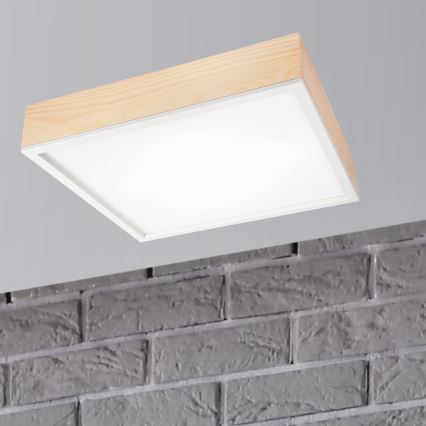 Iluminação de teto NATURAL SQUARE 4xE27/15W/230V 48x48 cm pinho/branco