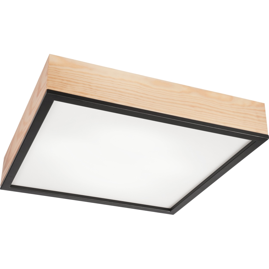Iluminação de teto NATURAL SQUARE 4xE27/15W/230V 48x48 cm pinho/preto