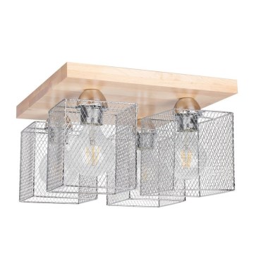 Iluminação de teto NORMAN WOOD 4xE27/25W/230V Bétula