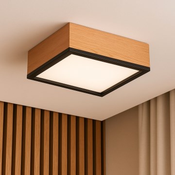 Iluminação de teto OAK SQUARE 2xE27/15W/230V 31x31 cm carvalho/preto