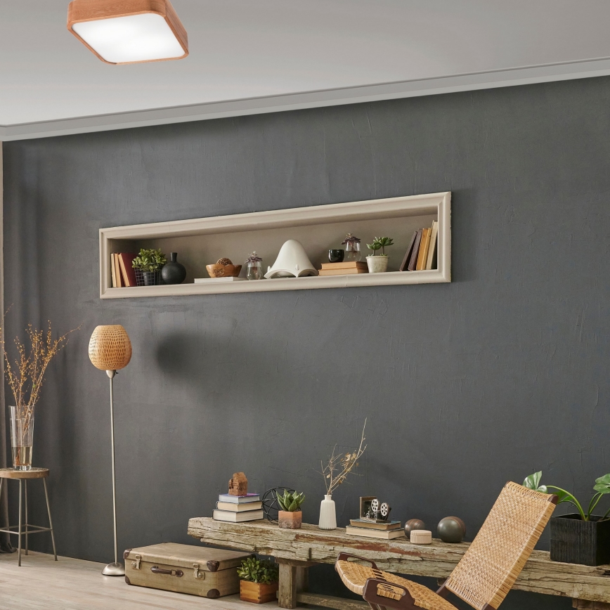 Iluminação de teto OAK SQUARE 2xE27/15W/230V 35x35 cm carvalho