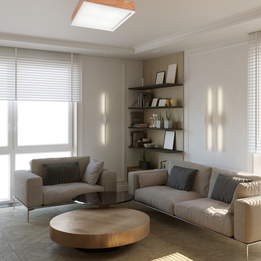 Iluminação de teto OAK SQUARE 4xE27/15W/230V 39x39 cm carvalho/branco