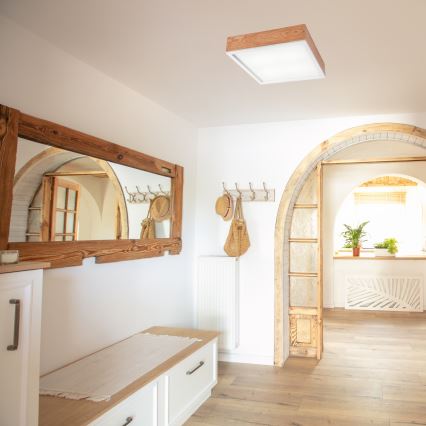 Iluminação de teto OAK SQUARE 4xE27/15W/230V 39x39 cm carvalho/branco