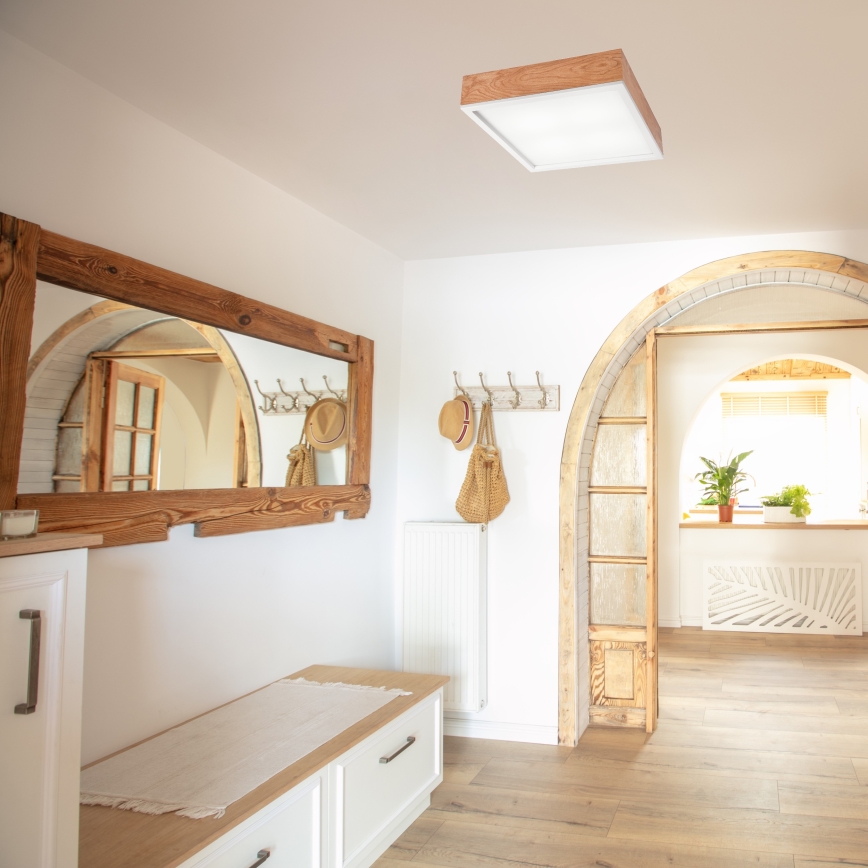 Iluminação de teto OAK SQUARE 4xE27/15W/230V 39x39 cm carvalho/branco