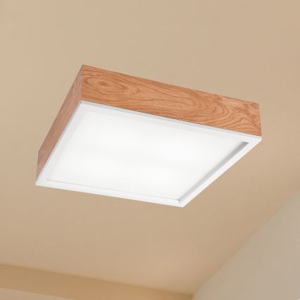 Iluminação de teto OAK SQUARE 4xE27/15W/230V 39x39 cm carvalho/branco