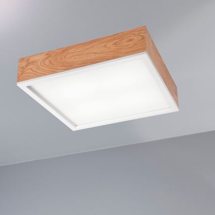 Iluminação de teto OAK SQUARE 4xE27/15W/230V 39x39 cm carvalho/branco