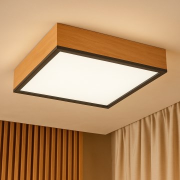 Iluminação de teto OAK SQUARE 4xE27/15W/230V 39x39 cm carvalho/preto