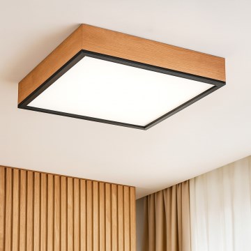 Iluminação de teto OAK SQUARE 4xE27/15W/230V 48x48 cm carvalho/preto