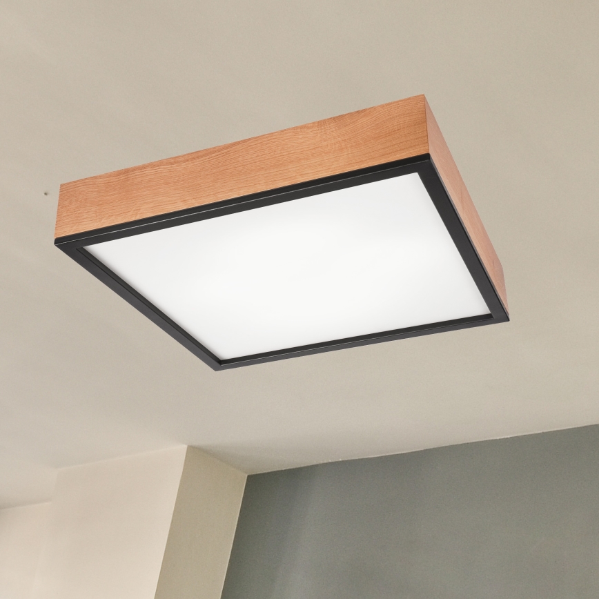 Iluminação de teto OAK SQUARE 4xE27/15W/230V 48x48 cm carvalho/preto