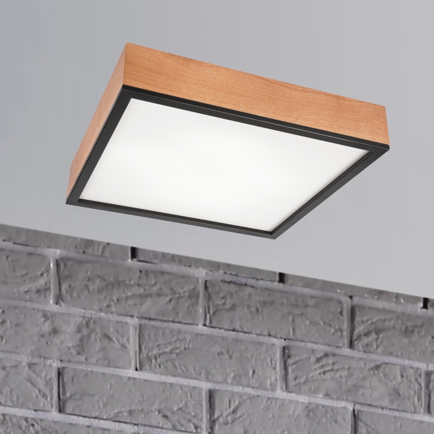 Iluminação de teto OAK SQUARE 4xE27/15W/230V 48x48 cm carvalho/preto