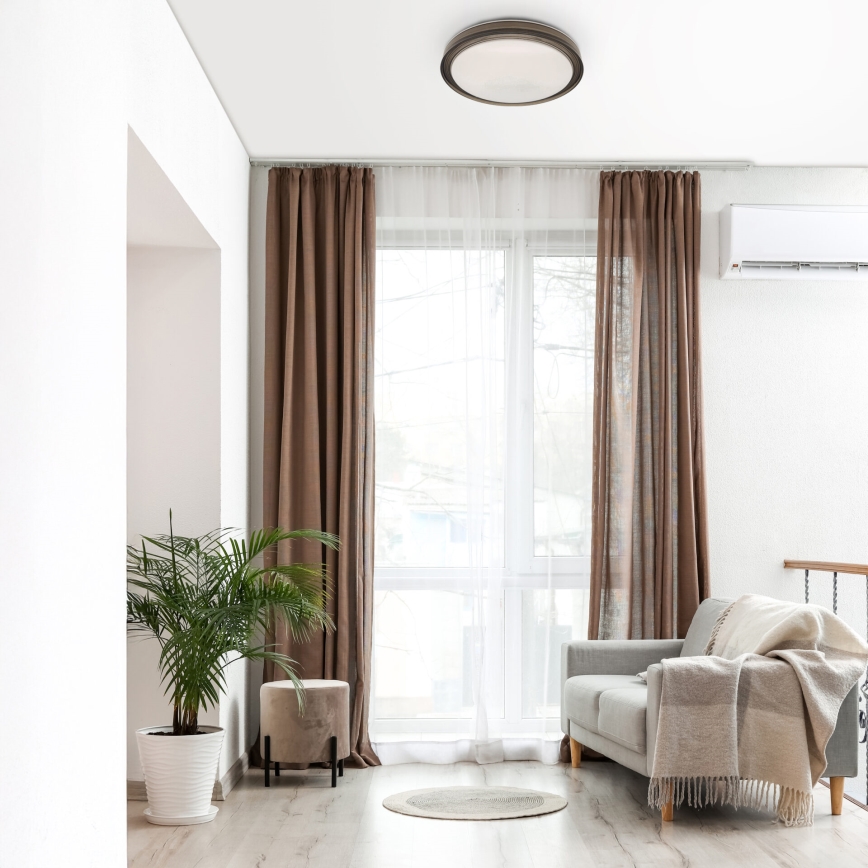 Iluminação de teto para casa de banho LED com regulação HALINA LED/48W/230V 3000-6000K diâmetro 38 cm IP44 preto + comando