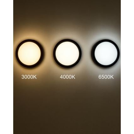 Iluminação de teto para casa de banho LED com sensor ELLÉ LED/24W/230V 3000/4000/6500K diâmetro 26 cm IP54 antracite
