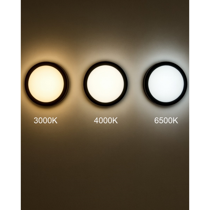 Iluminação de teto para casa de banho LED com sensor ELLÉ LED/24W/230V 3000/4000/6500K diâmetro 26 cm IP54 antracite