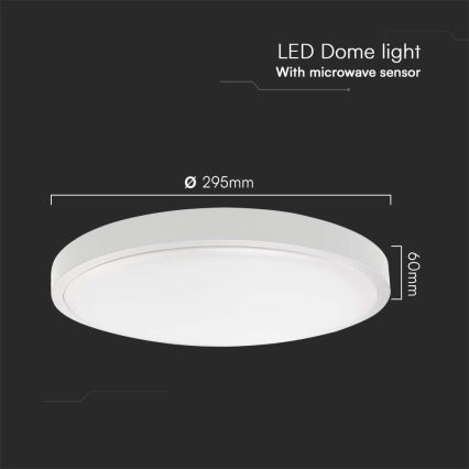 Iluminação de teto para casa de banho LED com sensor LED/18W/230V 4000K IP44 diâmetro 29,5 cm branco + comando