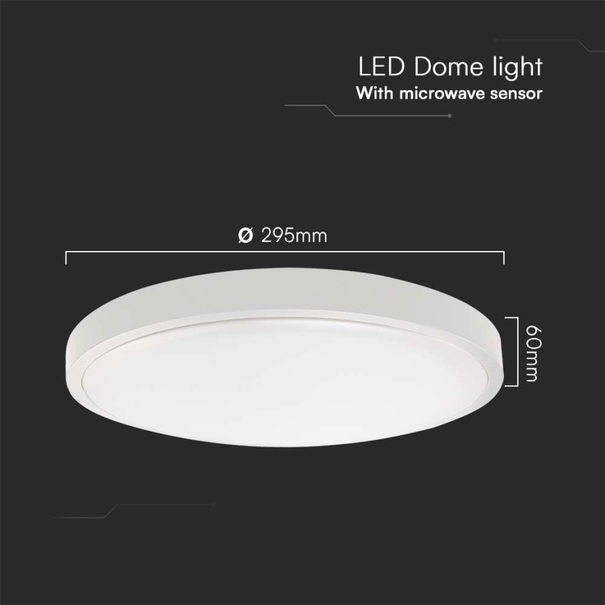 Iluminação de teto para casa de banho LED com sensor LED/18W/230V 4000K IP44 diâmetro 29,5 cm branco + comando