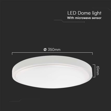 Iluminação de teto para casa de banho LED com sensor LED/24W/230V 3000K IP44 diâmetro 35 cm branco + comando