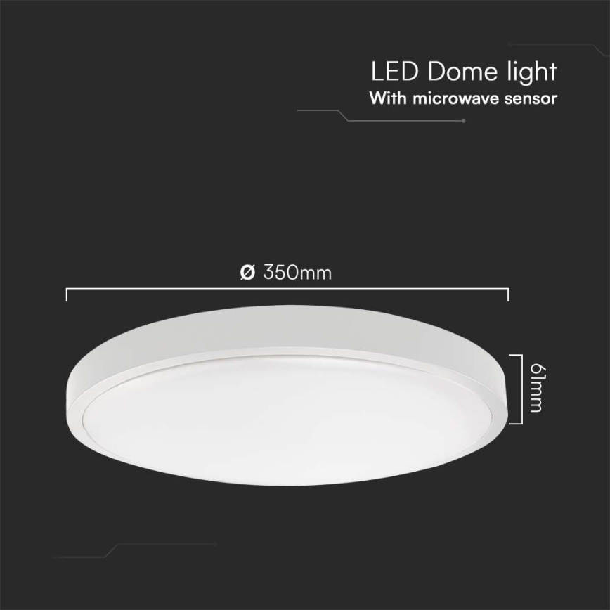 Iluminação de teto para casa de banho LED com sensor LED/24W/230V 3000K IP44 diâmetro 35 cm branco + comando