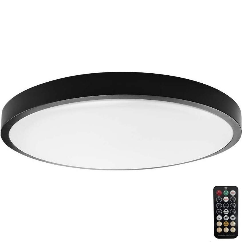 Iluminação de teto para casa de banho LED com sensor LED/24W/230V 4000K IP44 diâmetro 35 cm preto + comando