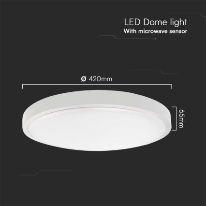Iluminação de teto para casa de banho LED com sensor LED/36W/230V 4000K IP44 diâmetro 42 cm branco + comando