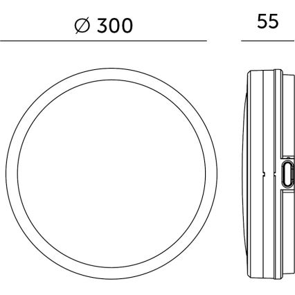 Iluminação de teto para casa de banho LED com sensor NAIROS LED/24W/230V IP65 3000/4000/6500K diâmetro 30 cm branco + comando