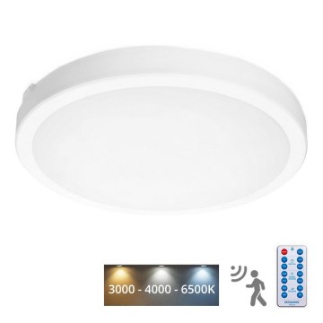 Iluminação de teto para casa de banho LED com sensor NAIROS LED/36W/230V IP65 3000/4000/6500K diâmetro 40 cm branco + comando