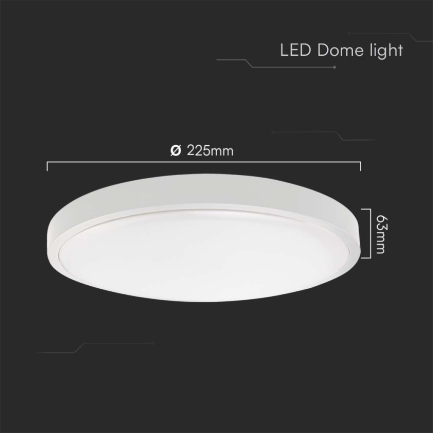 Iluminação de teto para casa de banho LED LED/18W/230V 4000K IP44 diâmetro 22,5 cm branco