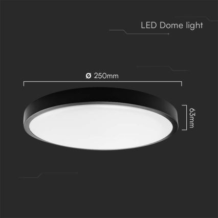 Iluminação de teto para casa de banho LED LED/18W/230V 4000K IP44 diâmetro 25 cm preto