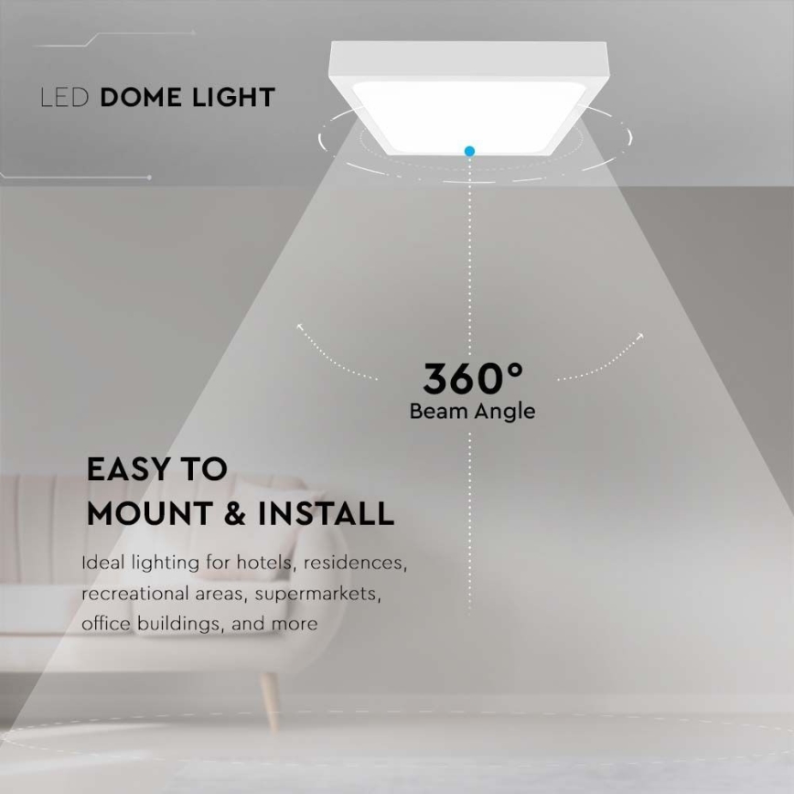 Iluminação de teto para casa de banho LED LED/18W/230V 6500K IP44 22,5x22,5 cm branco