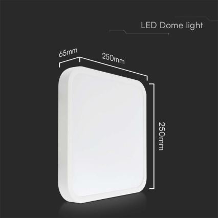 Iluminação de teto para casa de banho LED LED/18W/230V 6500K IP44 25x25 cm branco