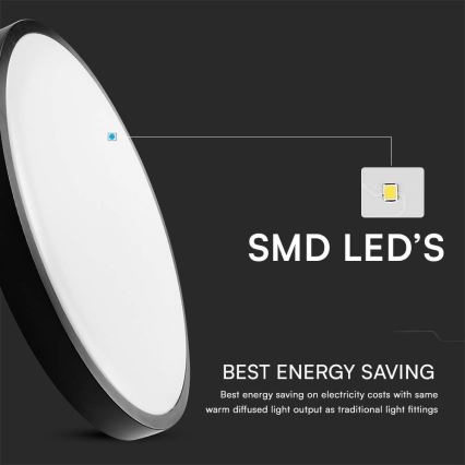 Iluminação de teto para casa de banho LED LED/24W/230V 4000K IP44 diâmetro 29,5 cm preto