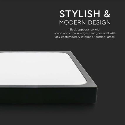 Iluminação de teto para casa de banho LED LED/30W/230V 6500K IP44 42x42 cm preto