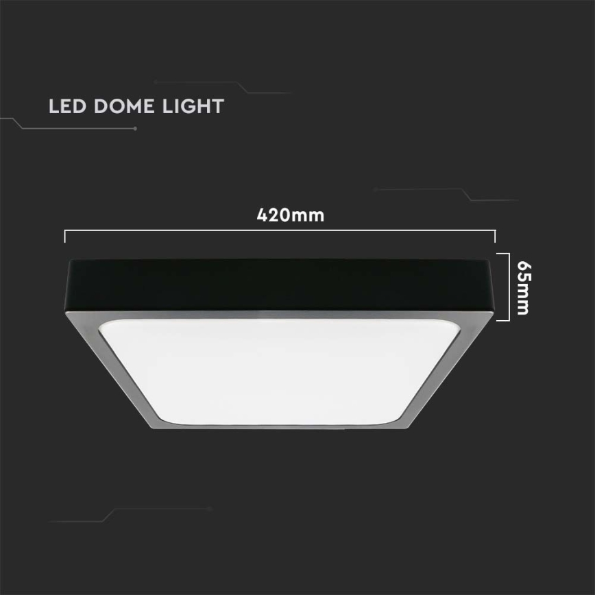 Iluminação de teto para casa de banho LED LED/30W/230V 6500K IP44 42x42 cm preto