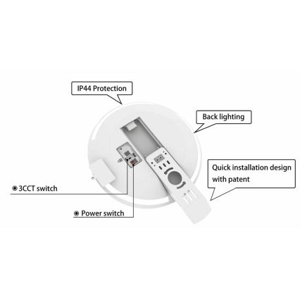 Iluminação de teto para casa de banho LED com regulação SLIDE LED/6/12/18/24W/230V 2900/4000/6200K IP44 branco