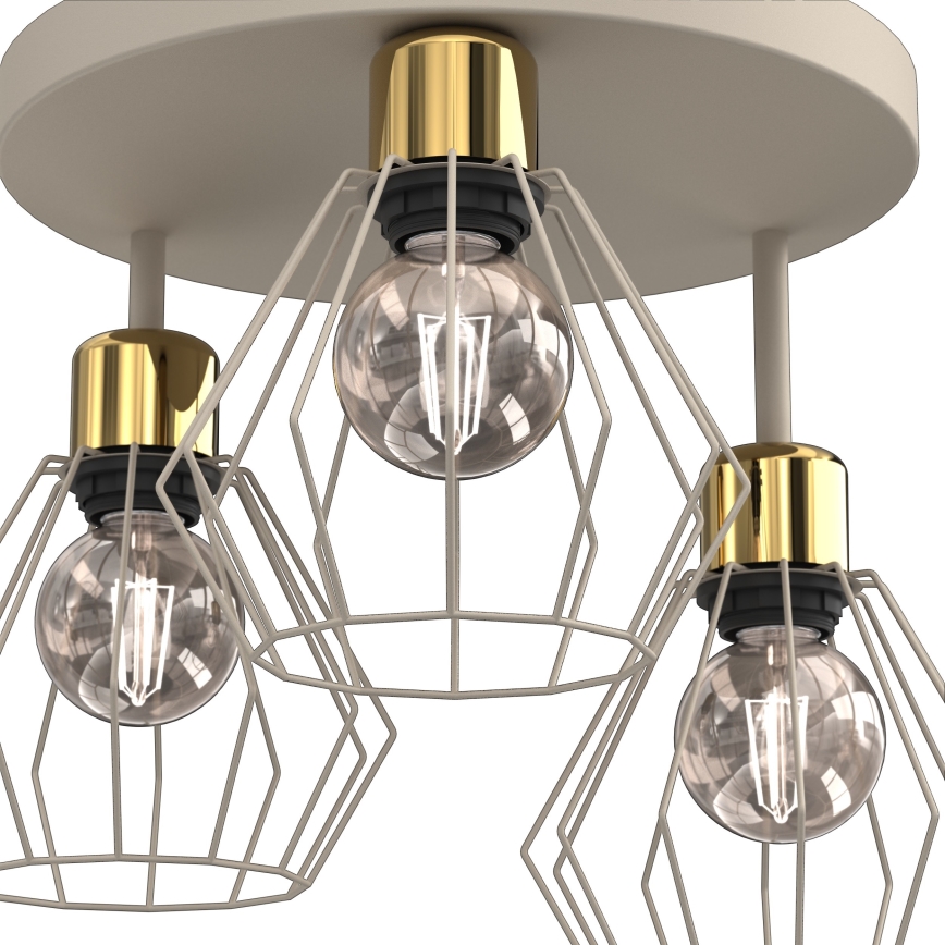 Iluminação de teto PARKLA 3xE27/15W/230V bege/dourado