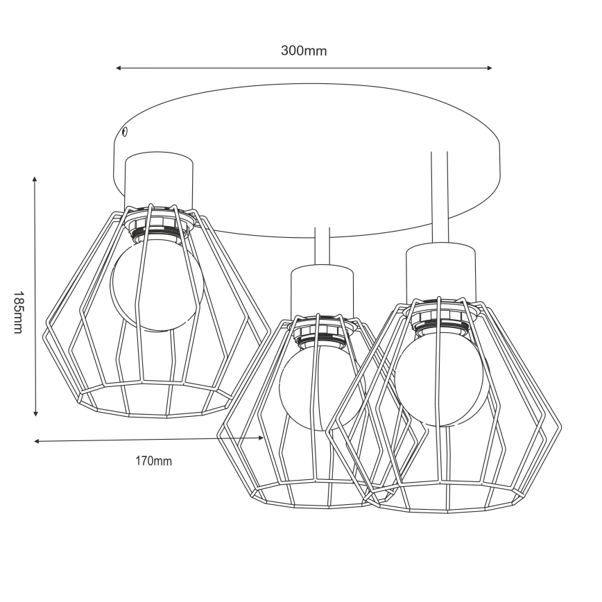 Iluminação de teto PARKLA 3xE27/15W/230V bege/dourado