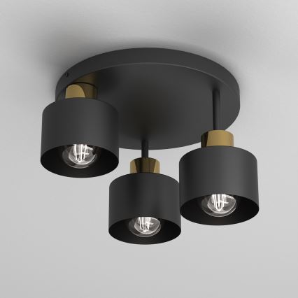Iluminação de teto PARKLA 3xE27/15W/230V preto/dourado