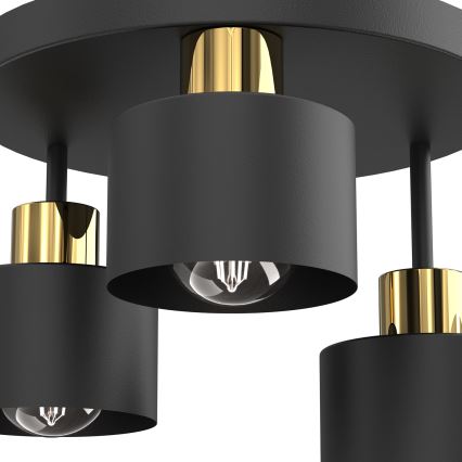 Iluminação de teto PARKLA 3xE27/15W/230V preto/dourado