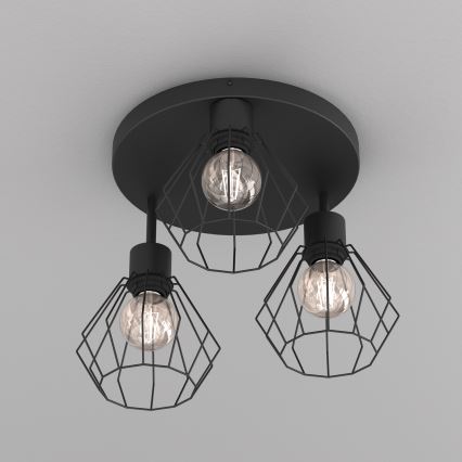 Iluminação de teto PARKLA 3xE27/15W/230V preto