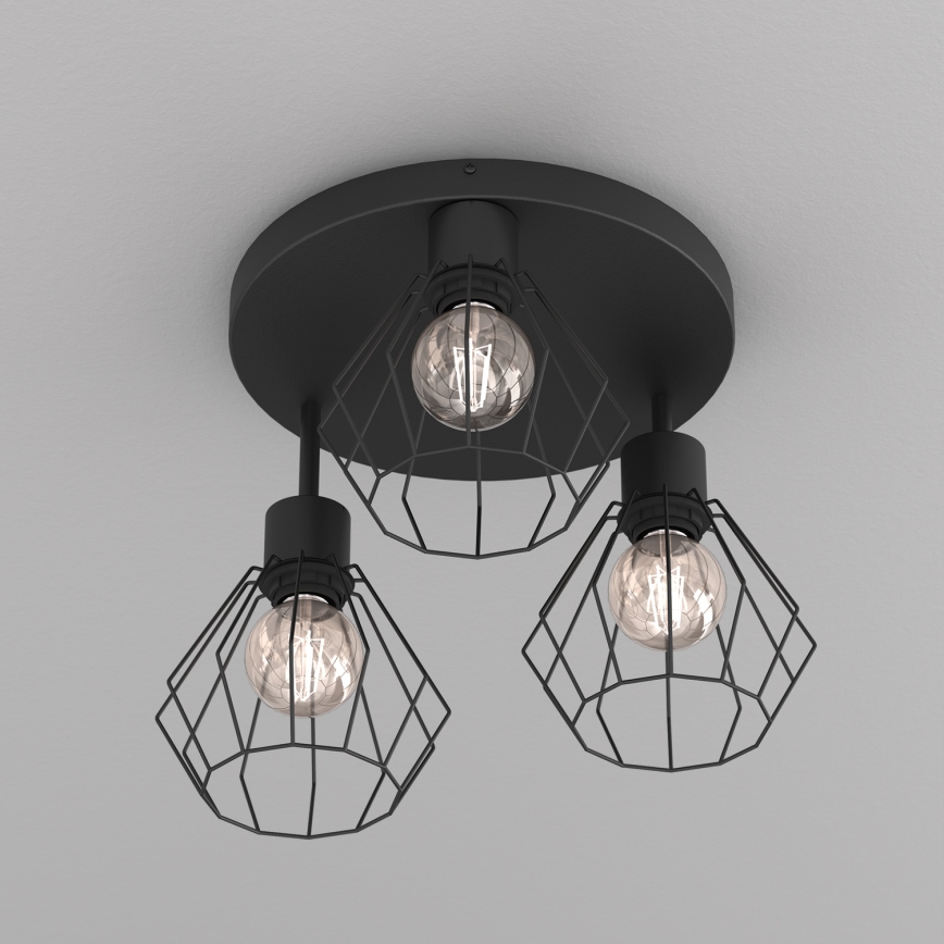 Iluminação de teto PARKLA 3xE27/15W/230V preto