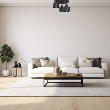 Iluminação de teto PARKLA 3xE27/15W/230V preto